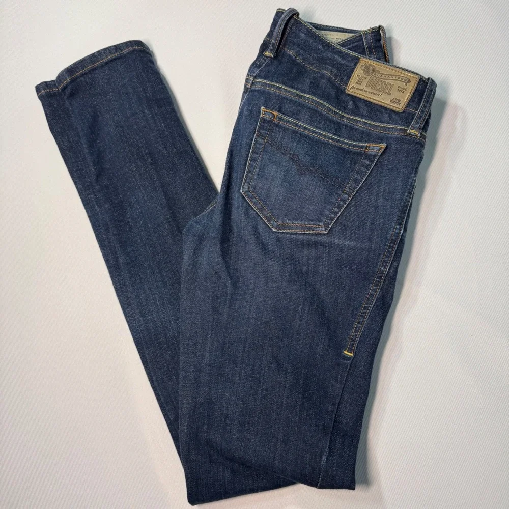 Y2K Diesel Grupee Super Slim Skinny Jeans Womens Dark Wash 0881K Stretch Denim‎